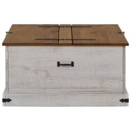 Berkfield Home Storage Chest HALDEN White 91x91x47 cm Solid Wood Pine - Size: 91 x 91 x 47 cm - thumbnail 4