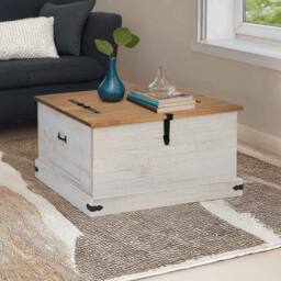 Berkfield Home Storage Chest HALDEN White 91x91x47 cm Solid Wood Pine - Size: 91 x 91 x 47 cm - thumbnail 2