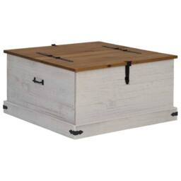 Berkfield Home Storage Chest HALDEN White 91x91x47 cm Solid Wood Pine - Size: 91 x 91 x 47 cm - thumbnail 1