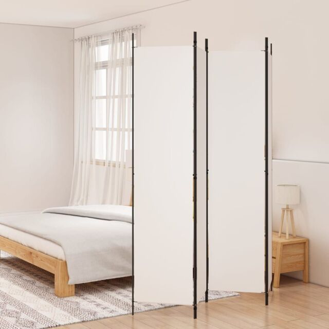 Berkfield Home 4-Panel Room Divider White 200x220 cm Fabric - image 1