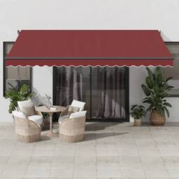 Berkfield Home Manual Retractable Awning Burgundy 450x350 cm in Black - thumbnail 1