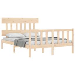 Berkfield Home Beautiful Bed Frame with Headboard 120x200 cm Solid Wood in Natural - thumbnail 4