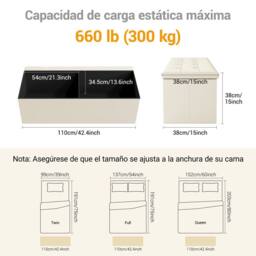 Dprodo Linen Storage Ottoman Folding Foot Rest Stool, 76cm x 38cm x 38cm in Beige - Size: 76 cm x 38 cm x 38 cm - thumbnail 4