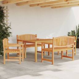 Berkfield Home 5 Piece Garden Dining Set Solid Wood Teak in Brown - thumbnail 1