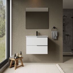 Banyetti Celtic 600mm Wall Hung Bathroom Vanity Unit with Lira Basin - Gloss White