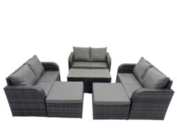 Fimous Garden Outdoor Furniture Set with 2 Big Footstools Dark Grey Mixed - thumbnail 1