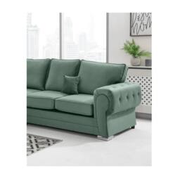 Furniture 786 Chingford Plush Velvet Full Back 3 Seater Sofa in Green - thumbnail 2