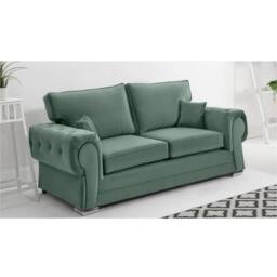 Furniture 786 Chingford Plush Velvet Full Back 3 Seater Sofa in Green - thumbnail 1