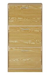 Orsina Durable 3 Tier Shoe Cabinet, Rustic Shoe Drawer Organizer For Bedroom, Space Saving Shoe Storage For Store in Brown - thumbnail 1