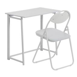 Harbour Housewares Folding Wooden Desk & Chair Set - Durable Compact Computer Study Set in Lilac