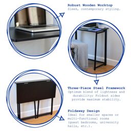 Harbour Housewares Folding Wooden Desk & Chair Set - Durable Compact Computer Study Set in Lilac - thumbnail 2