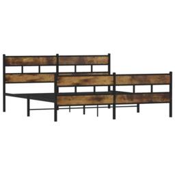 Berkfield Home Metal Bed Frame without Mattress Smoked Oak 180x200 cm Super King in Brown - thumbnail 3