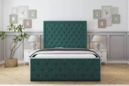"Comfort Beds Winchester Plush Bed Frame - 50"" Upholstered Headboard in Emerald - Size: Single" - thumbnail 2