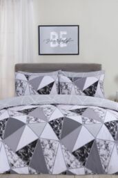 OHS Marble Geo Duvet Cover with Pillowcase Bedding Set in Charcoal - Size: Double - thumbnail 1