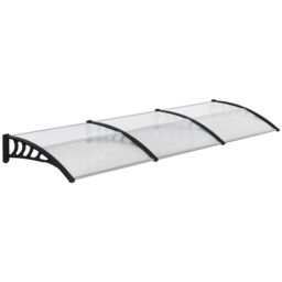OUTSUNNY Front Door Canopy Outdoor Awning 300x96cm for Window Porch Back Door Clear - Size: 300x96 cm - thumbnail 2
