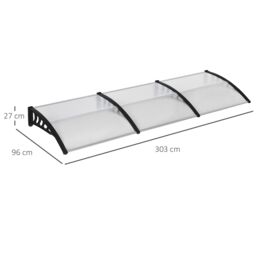 OUTSUNNY Front Door Canopy Outdoor Awning 300x96cm for Window Porch Back Door Clear - Size: 300x96 cm - thumbnail 3