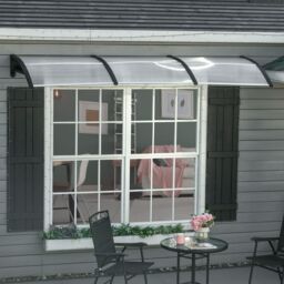 OUTSUNNY Front Door Canopy Outdoor Awning 300x96cm for Window Porch Back Door Clear - Size: 300x96 cm - thumbnail 1