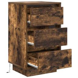 Berkfield Home Durable Bedside Cabinet with LED Lights¬†Smoked Oak 38x34x65 cm - Size: 38 x 34 x 65 cm - thumbnail 6