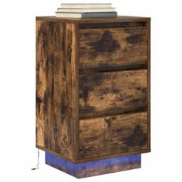 Berkfield Home Durable Bedside Cabinet with LED Lights¬†Smoked Oak 38x34x65 cm - Size: 38 x 34 x 65 cm - thumbnail 5