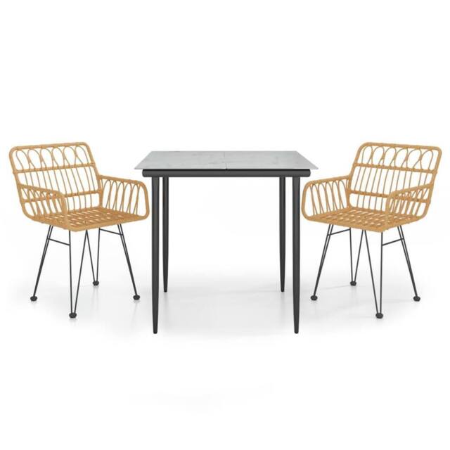 Berkfield Home 3 Piece Garden Dining Set Poly Rattan in Brown - image 1