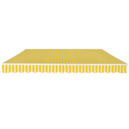 Berkfield Home Folding Awning Manual Operated 400 cm Yellow/White in Yellow - thumbnail 2