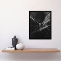 "Artery8 Spider Black White Abstract Cubist Web Threads Framed Art Print - Size: W12"" x H16""" - thumbnail 4