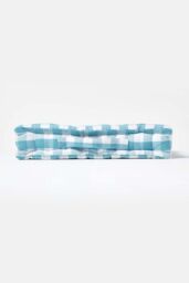Homescapes Block Check Cotton Gingham Floor Cushion in Blue - Size: 40 cm x 40 cm - thumbnail 5