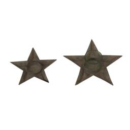Lemon Pavilion Furniture and Decor Rustic Star-Shaped Tealight Holder - Metal - L2 x W14 x H8 cm - Brown - thumbnail 3