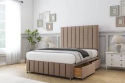 "Comfort Beds Sara Plush Divan Set 4 Drawers-26"" Headboard-Footboard in Bronze - Size: Super King" - thumbnail 2