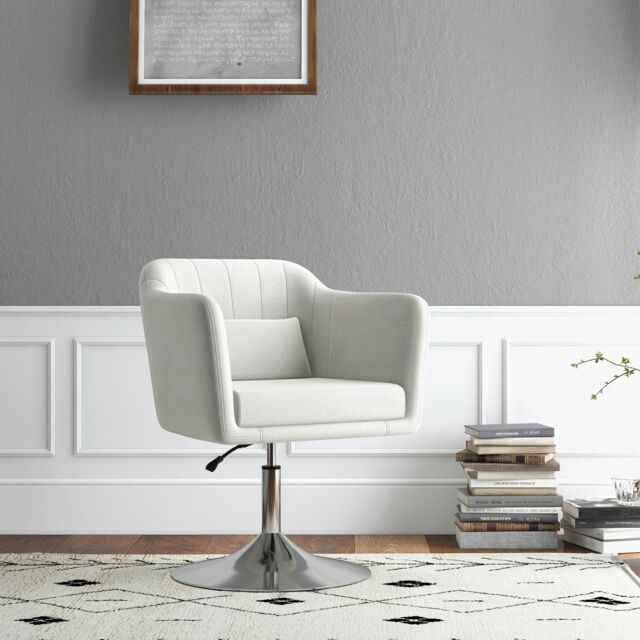 HOMCOM Stylish Retro Linen Swivel Tub Chair Steel Frame Cushion Seat in Cream