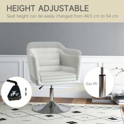 HOMCOM Stylish Retro Linen Swivel Tub Chair Steel Frame Cushion Seat in Cream - thumbnail 4