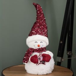 Samuel Alexander 50cm Large Soft Fabric Sitting Snow Christmas Decoration in White - thumbnail 8