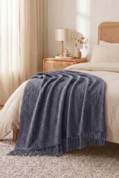 Garden Sanctuary 100% Acrylic Knitted Throw Blanket in Dark Grey - thumbnail 2