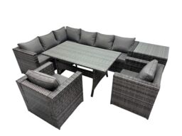 Fimous Outdoor PE Rattan Sofa Set with with Side Table in Dark Grey - thumbnail 1