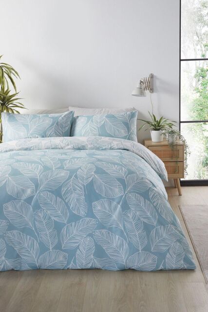 Fusion 'Matteo' Botanical Print Duvet Cover Set in Duck Egg Blue - Size: King - image 1