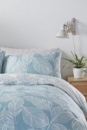 Fusion 'Matteo' Botanical Print Duvet Cover Set in Duck Egg Blue - Size: King - thumbnail 2