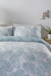 Fusion 'Matteo' Botanical Print Duvet Cover Set in Duck Egg Blue - Size: King - thumbnail 4