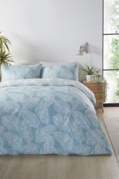 Fusion 'Matteo' Botanical Print Duvet Cover Set in Duck Egg Blue - Size: King - thumbnail 1