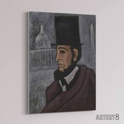 "Artery8 Weary of the Truth Abraham Lincoln Hartley Canvas Wall Art in Grey - Size: W18"" x H24""" - thumbnail 2