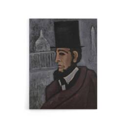"Artery8 Weary of the Truth Abraham Lincoln Hartley Canvas Wall Art in Grey - Size: W18"" x H24""" - thumbnail 1