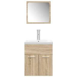 Berkfield Home 3 Piece Bathroom Furniture Set Sonoma Oak Engineered Wood in Light Tan - thumbnail 4
