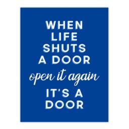 "Artery8 When Life Shuts A Door Open It Again Blue Funny Wall Art Print - Size: W12"" x H16""" - thumbnail 1