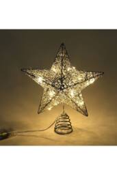 Decorative Star Shaped Glitter Christmas Tree Top with LED Lights in Silver - thumbnail 3