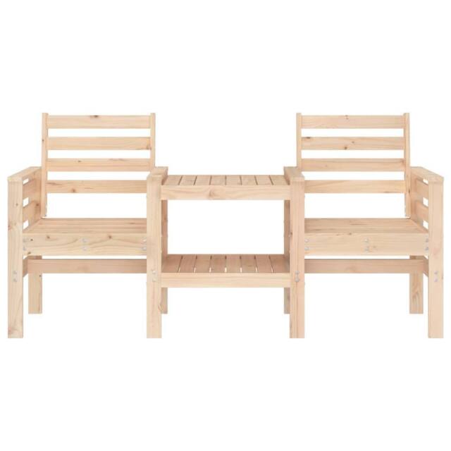 Berkfield Home Beautiful Garden Bench with Table 2-Seater Solid Wood Pine in Natural - image 1