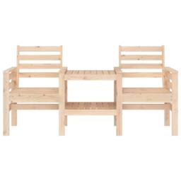 Berkfield Home Beautiful Garden Bench with Table 2-Seater Solid Wood Pine in Natural - thumbnail 1