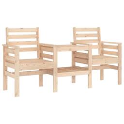 Berkfield Home Beautiful Garden Bench with Table 2-Seater Solid Wood Pine in Natural - thumbnail 3