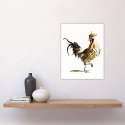 "Artery8 A Rooster Watercolour Painting Johan Teyler Wall Art Poster Print in White - Size: W18"" x H24""" - thumbnail 4