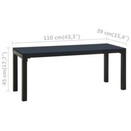 Berkfield Home Garden Bench 110 cm Steel & WPC Black - thumbnail 6