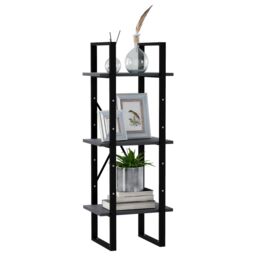 Berkfield Home 3-Tier Book Cabinet Grey 40x30x105 cm Solid Pinewood - Size: 40 x 30 x 105 cm - thumbnail 3