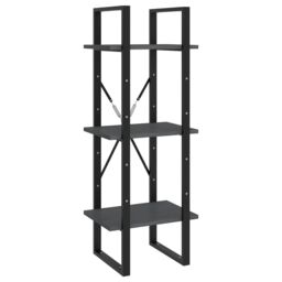 Berkfield Home 3-Tier Book Cabinet Grey 40x30x105 cm Solid Pinewood - Size: 40 x 30 x 105 cm - thumbnail 2